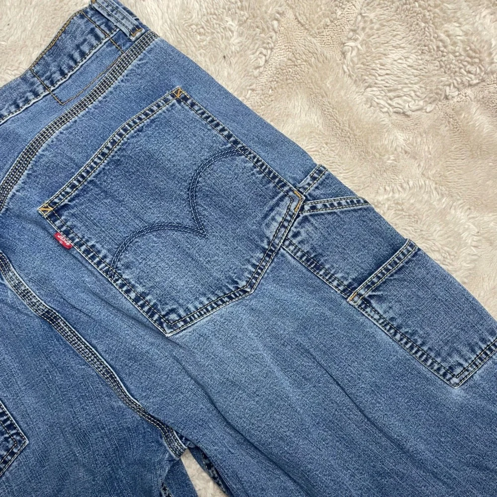 Levis Mens Carpenter Jeans Medium Wash Blue Cotton Workwear Baggy Y2K 36x32